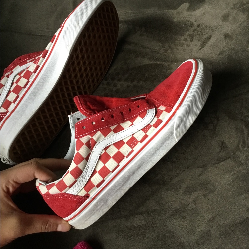 red checkered vans. Lightly worn.
